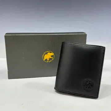 미사용 [헌팅월드 정품] 2단 접이식 지갑/가죽/블랙