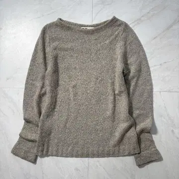 evam eva 실크 알파카 니트 베이지 그레이