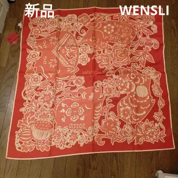 택 포함 새상품 WENSLI PHOENIX 꽃무늬 실크 스카프 대형