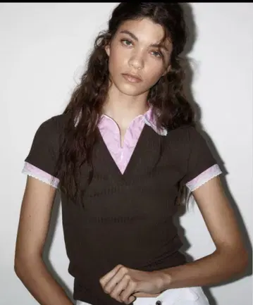 ZARA 피터팬 칼라 리브 피케 셔츠