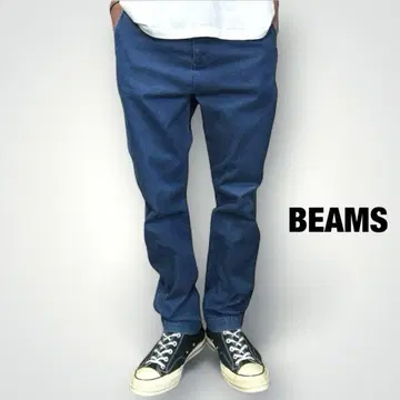 BEAMS 스트레치 테이퍼드 치노 데님 슬랙스 트라우저 XL