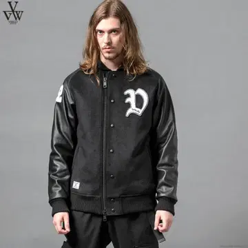 [ 가격 인하 중 ] VIRGO 바시티 자켓 블랙 가죽