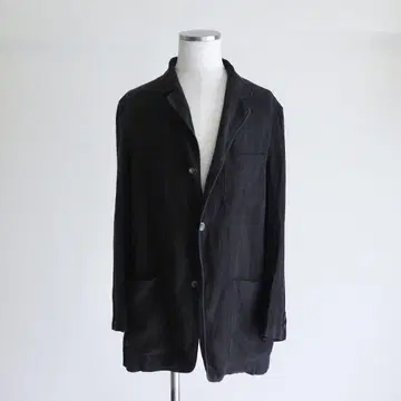 1970s 유로 빈티지 프렌치 블랙 린넨 소프트 자켓