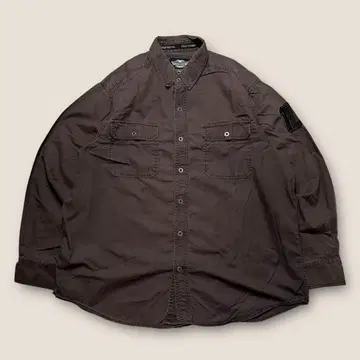 할리데이비슨 워크 셔츠 브라운 자수 디자인 바이크