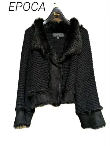 Epoca 에포카 퍼 니트 긴팔 양가죽 코트 블랙