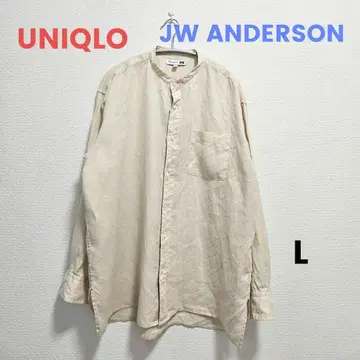 유니클로 JW ANDERSON 긴팔 셔츠 밴드 카라 베이지 L 린넨