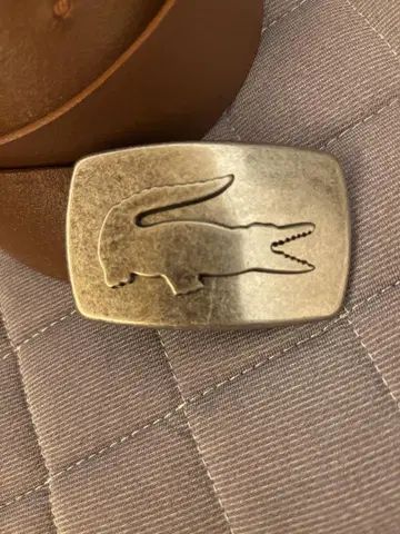 LACOSTE 악어 로고 천연 가죽 브라운 벨트