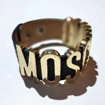 Moschino 로고 팔찌 뱅글 블랙/골드 ot0263