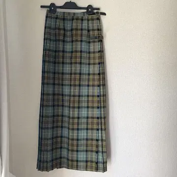 vintage 울 체크 롱 스커트 랩스커트 랩 스커트