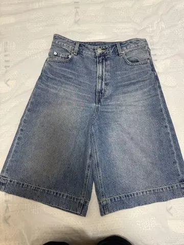 면 100% 하프 데님 팬츠 백 포켓 부착 GEVS.