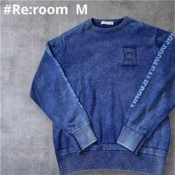 [세일 중] #Re:room 데님 블루 니트 스웨터 로고