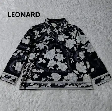 레오나르 울 실크 셔츠 블라우스 꽃무늬 올 패턴 지퍼 옷깃