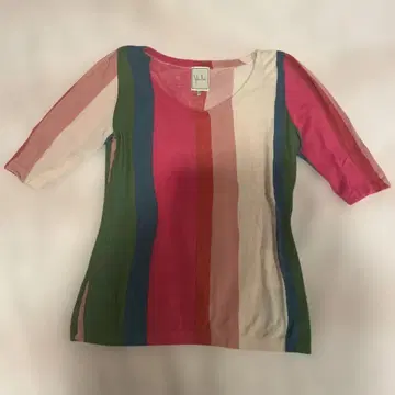 시빌라 멀티 컬러 오부 소매 v넥 니트 M