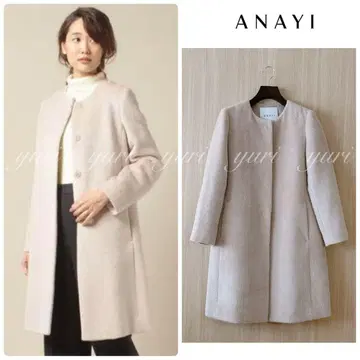 [ 685 ] 새상품급 아나이 수리 알파카 노카라 코트 베이지 34 C