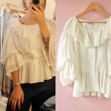 Vintage Ivory Ruffle Blouse