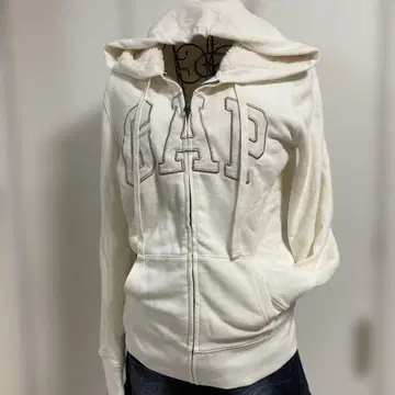 미사용품 GAP 보아 안감 집업 후드 부착 후드티 아이보리