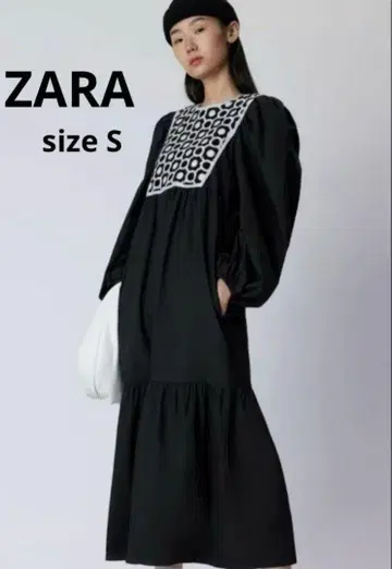 ZARA 크로셰 퍼프 슬리브 롱 원피스 미사용 새상품