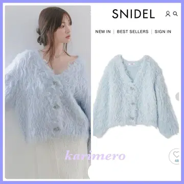 완판 색상 신상 새상품 SNIDEL 디자인 니트 가디건 LBLU