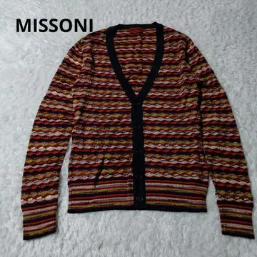 빅 사이즈 미쏘니 가디건 올 패턴 물결 이탈리아제 오렌지 택