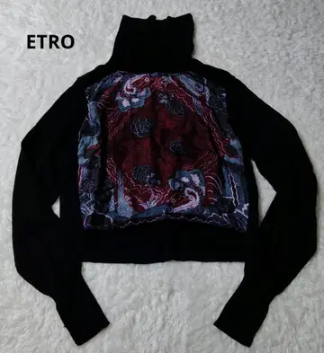 새상품급 빅 사이즈 ETRO 터틀넥 실크 페이즐리 니트 이소재