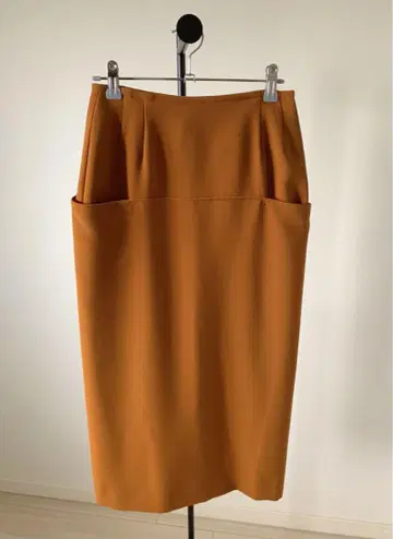 Demi-Luxe BEAMS 브라운 타이트 스커트 무릎 기장 사이드 포켓