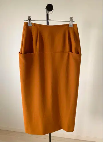 Demi-Luxe BEAMS 브라운 타이트 스커트 무릎 기장 사이드 포켓