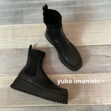 새상품 yuko imanishi 통굽 사이드 고어 부츠 블랙 37