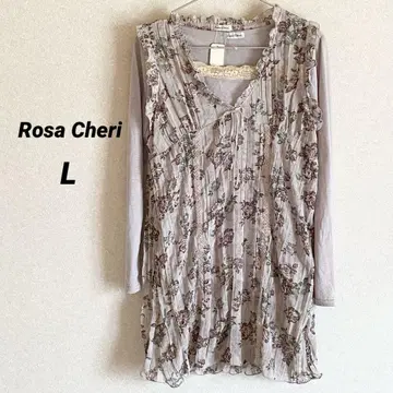 Rosa Cheri 슬리브리스 튜닉 꽃무늬 시스루 더스티 컬러 L