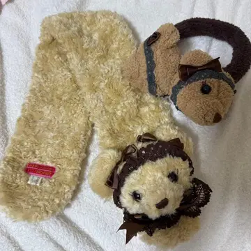 곰쿠먀 머플러 귀도리 세트