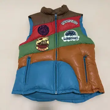 파인애플 주스 멀티 컬러 패치워크 다운 베스트 XS