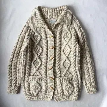빈티지 아일랜드제 아란 가디건 피셔맨 70s