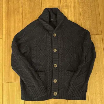 무인양품 남성용 가디건 카우친 네이비 M 케이블 짜임