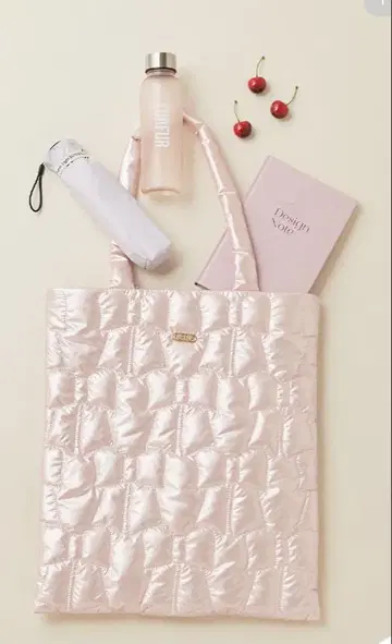 FURFUR 리본 퀼팅 토트백 핑크