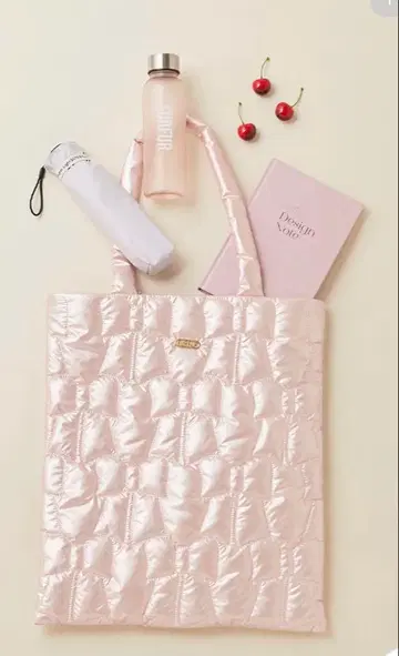 FURFUR 리본 퀼팅 토트백 핑크