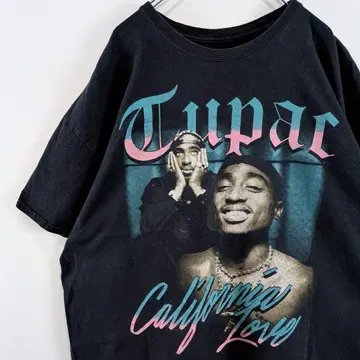 US 구제 의류 투팍 2PAC 랩 T셔츠 힙합 래퍼 블랙 3X