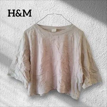 1점 한정 H&M 핑크 베이지 반팔 셔츠 티셔츠 숏 기장 티셔츠