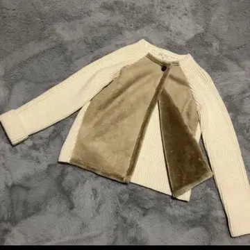 LOUNIE 이소재 절개 니트 가디건 스웨이드 루니