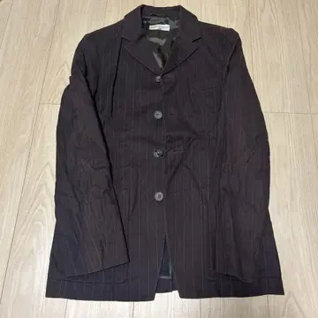 Dries Van Noten 다크 브라운 스트라이프 테일러드 자켓
