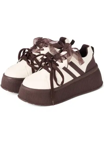 믹스 리본 통굽 스니커즈 그레일 GRL 브라운