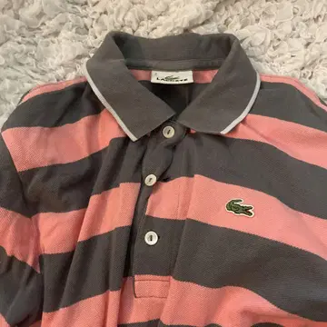 LACOSTE 보더 반팔 피케 셔츠 사이즈 2