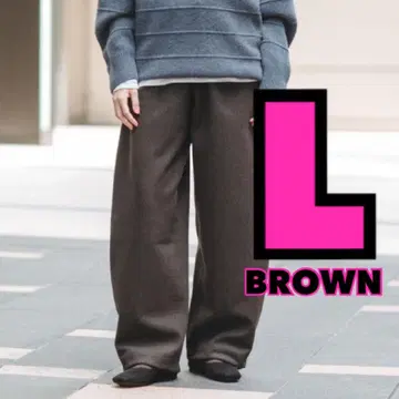 25AW 유니클로 유 브러쉬드 맨투맨 와이드 팬츠 브라운 L