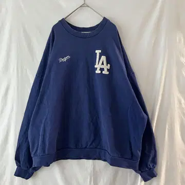 Perushu x MLB 다저스 맨투맨 LA 자수 로고 오버 사이즈