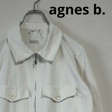 구제 의류 90s agnes b. 풀 집업 코튼 자켓 점퍼 화이트