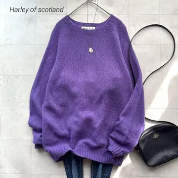 할리 오브 스코틀랜드 울 스웨터 보라색 퍼플 니트 크루넥