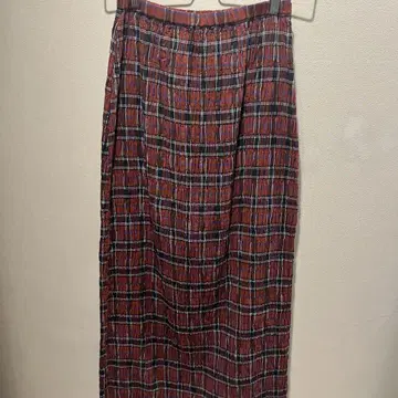 미사용 누키테파 셔링 스커트 체크