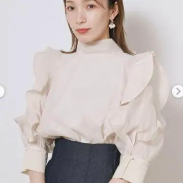 snidel 오간 시스루 하프 슬리브 블라우스