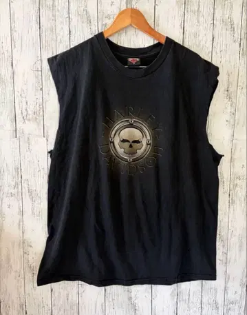 구제 의류 하레이 데이비슨 남성용 탱크탑 컷오프 블랙 2X