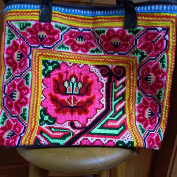 컬러풀 자수 토트백 몽족 큰 사이즈
