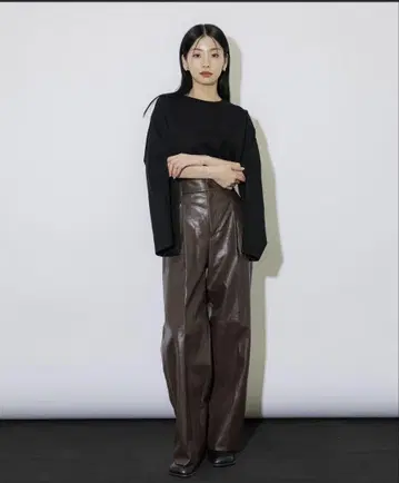 unitedtoko 비건 가죽 팬츠 (브라운 S)