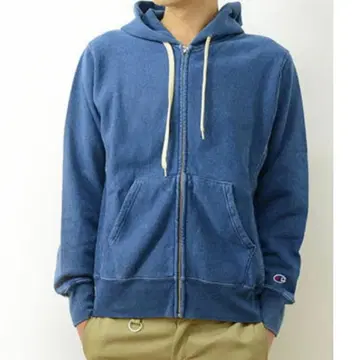 단종품 눈 없음 리버스 위브 후드티 L 사이즈 인디고